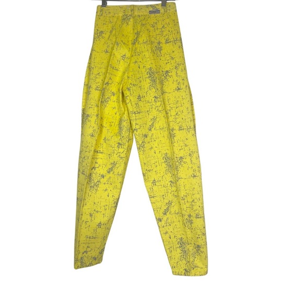 Retro Yellow Grey Splatter Pattern Pleated Deadstock 1980s Pants Via Satellite - Picture 5 of 8